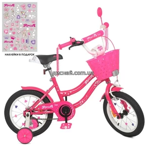 Велосипед детский PROF1 14д. Y1492-1, Star, малиновый